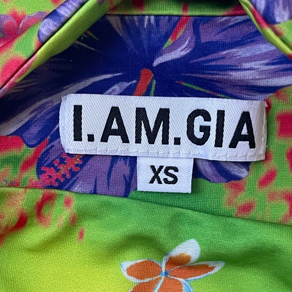 I.AM.GIA Tropical Halter Top - Green Purple Pink - Size XS - Picture 5 of 7